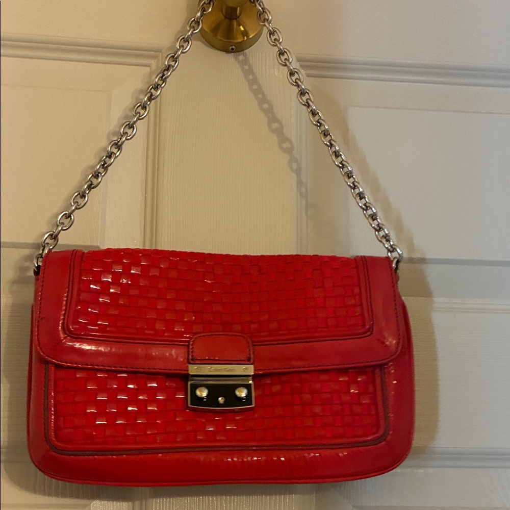 Calvin Klein Red Woven Shoulder Bag